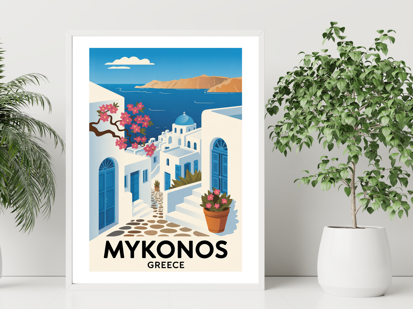 Mykonos Travel Poster | Vintage Wall Print