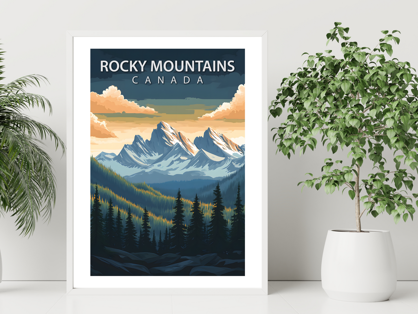 Rocky Mountains Travel Poster | Vintage Wall Print