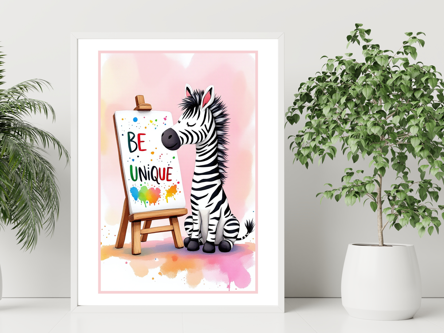 Zebra Be Unique Watercolour Art