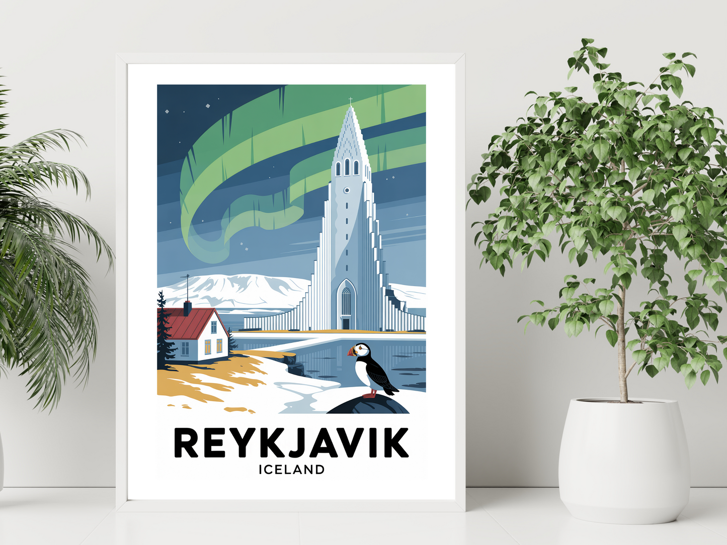 Reykjavik Travel Poster | Vintage Wall Print