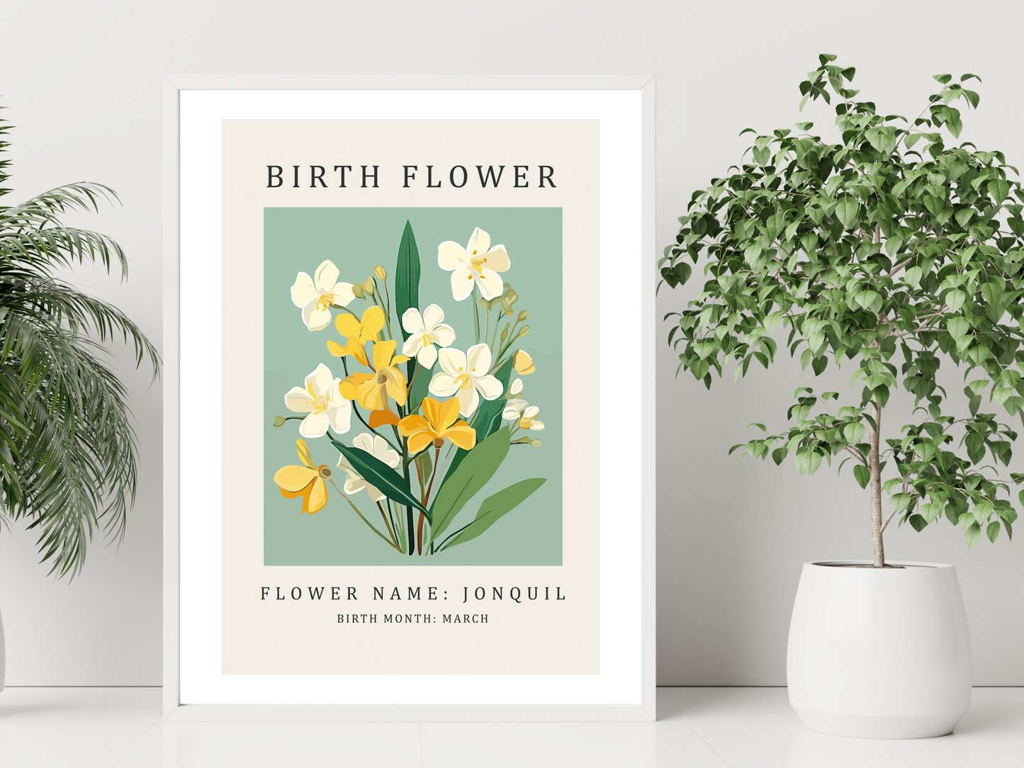 Birth Flower Print March Jonquil | Birthday Month Poster