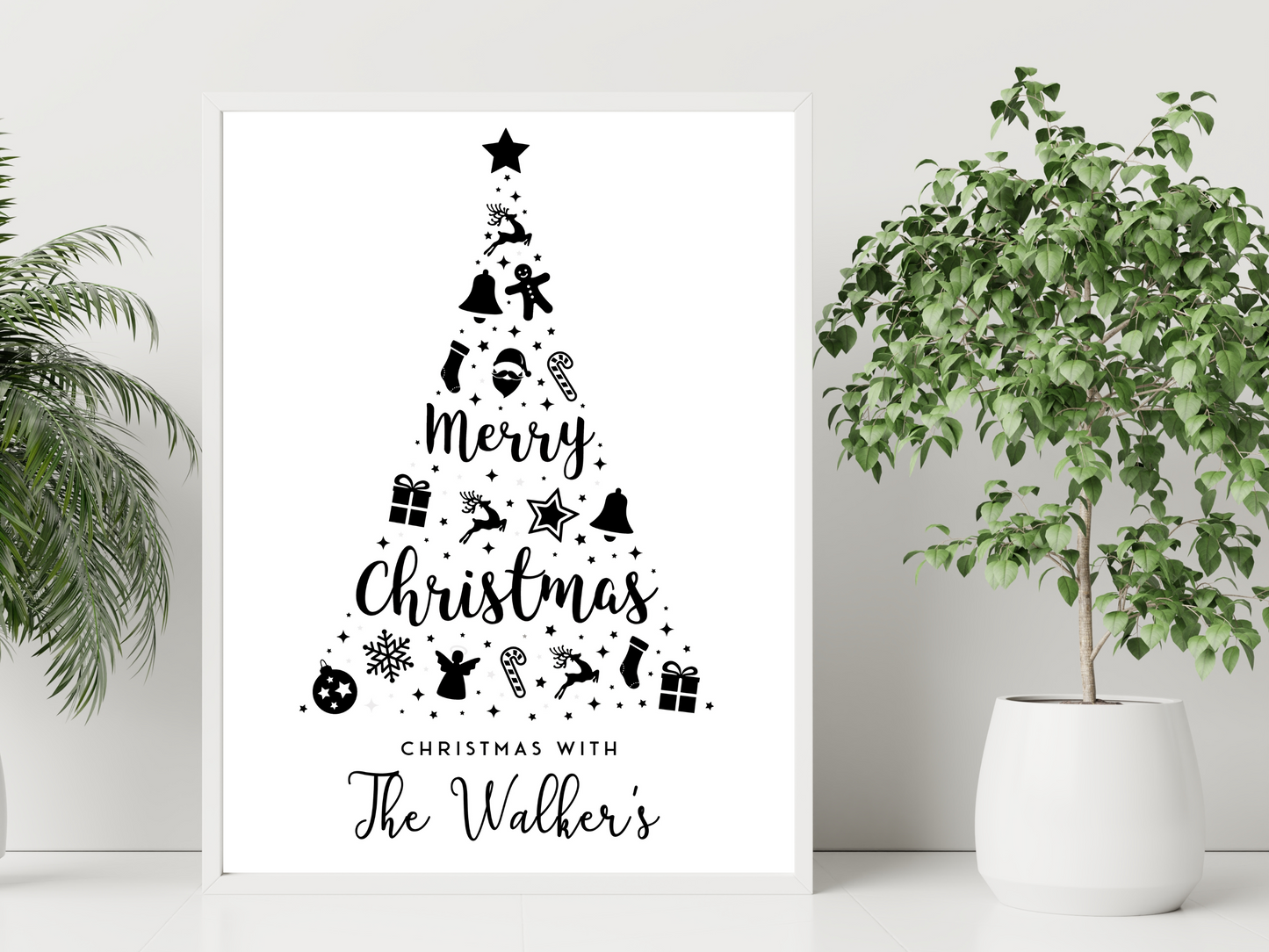 Monochrome Christmas Tree Personalised