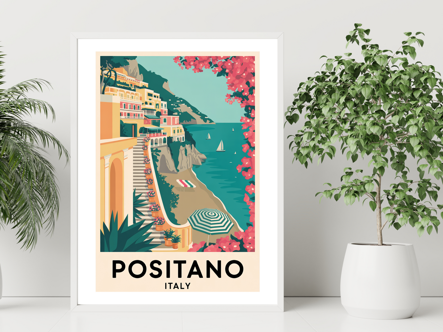 Positano Travel Poster | Vintage Wall Print