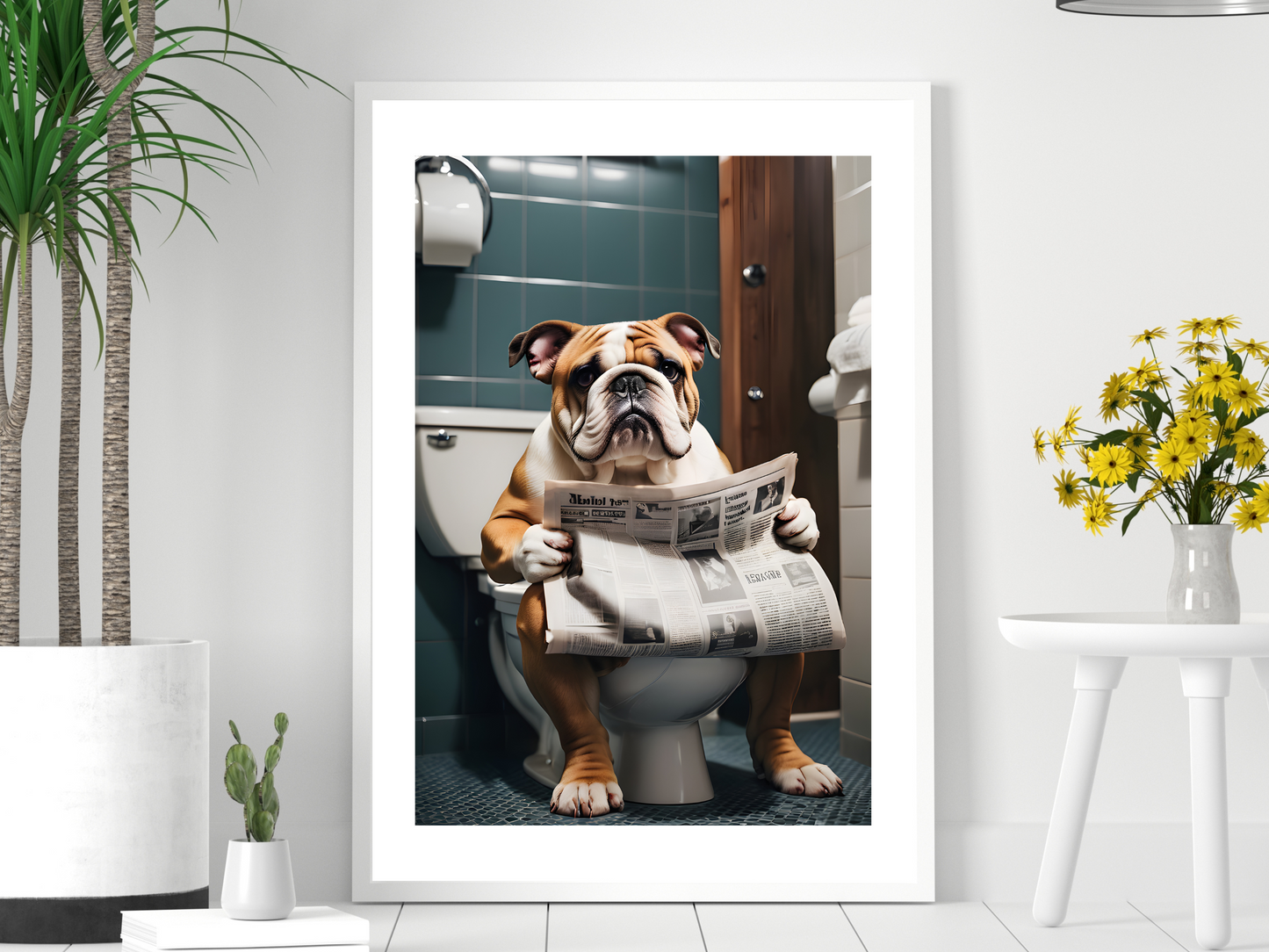 Bulldog on Toilet