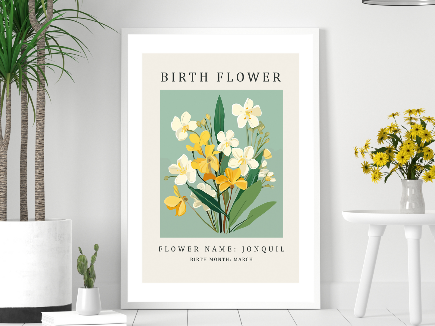 Birth Flower Print March Jonquil | Birthday Month Poster