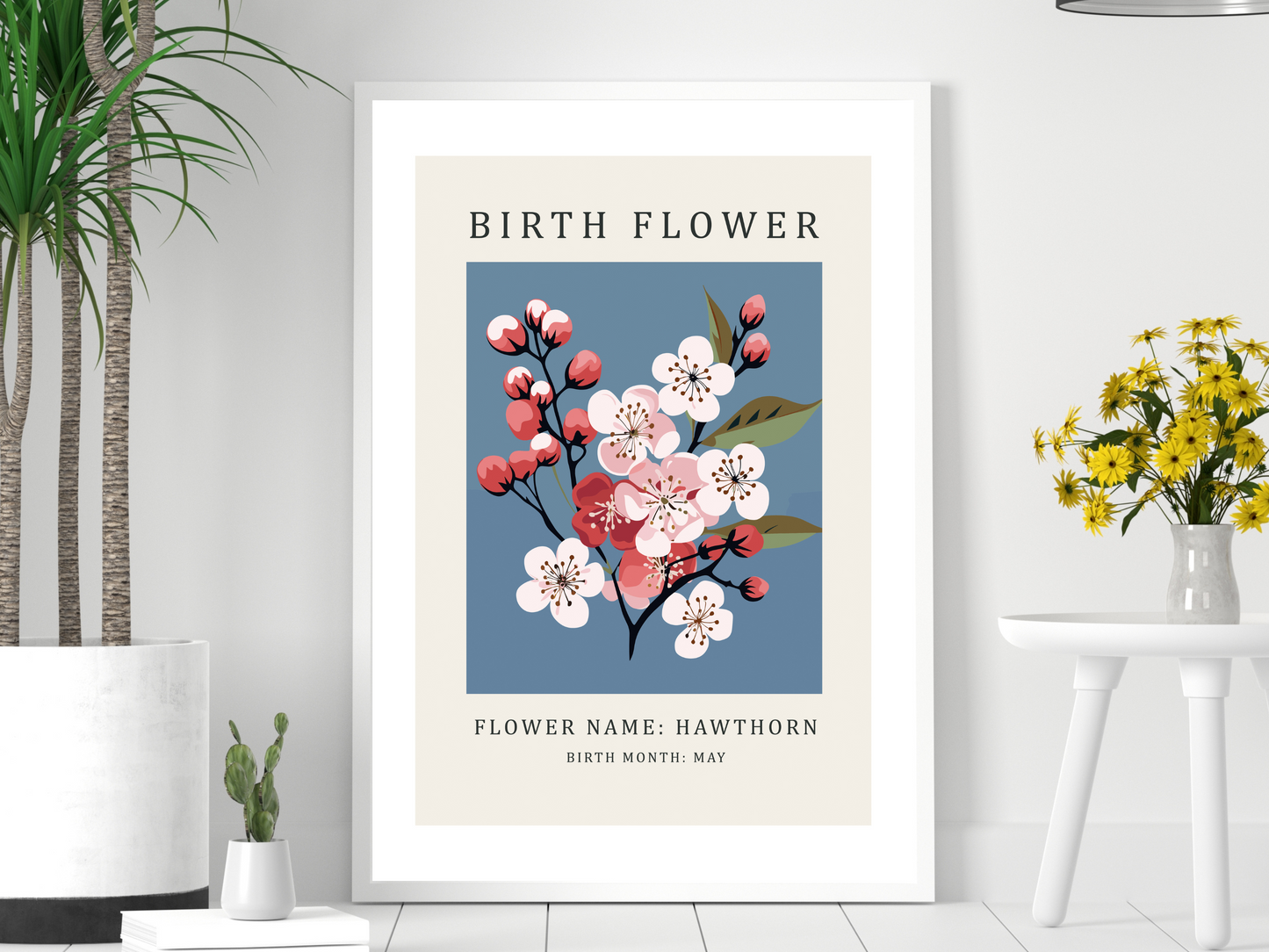 Birth Flower Print May Hawthorn | Birthday Month Poster