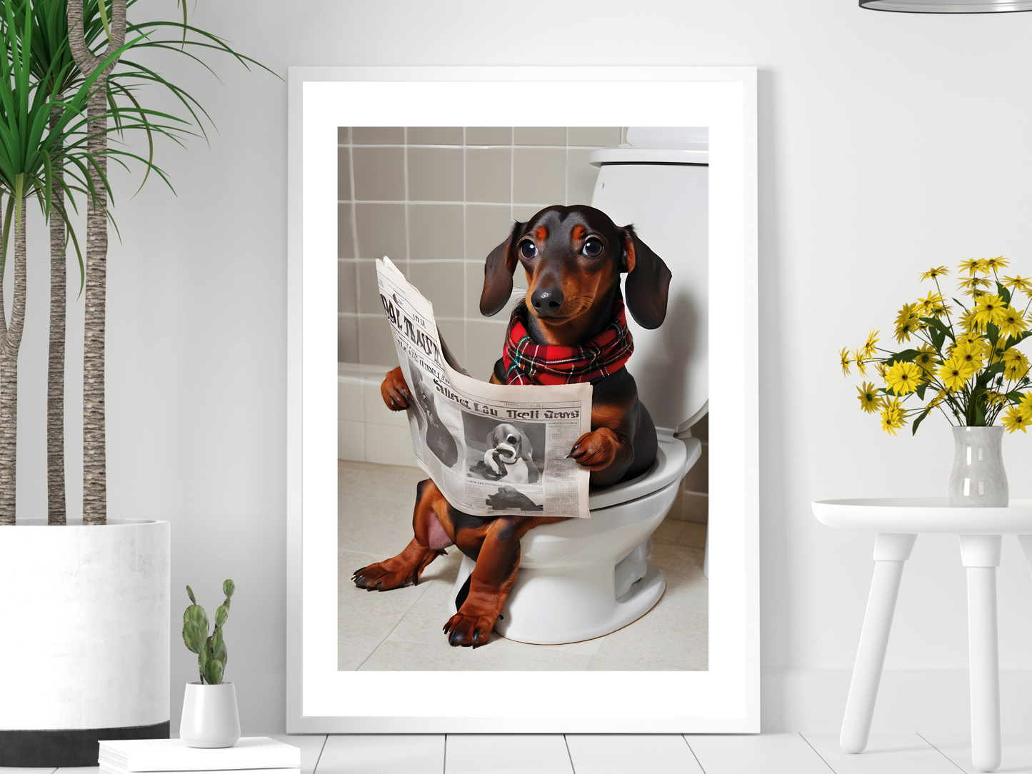 Dachshund on Toilet