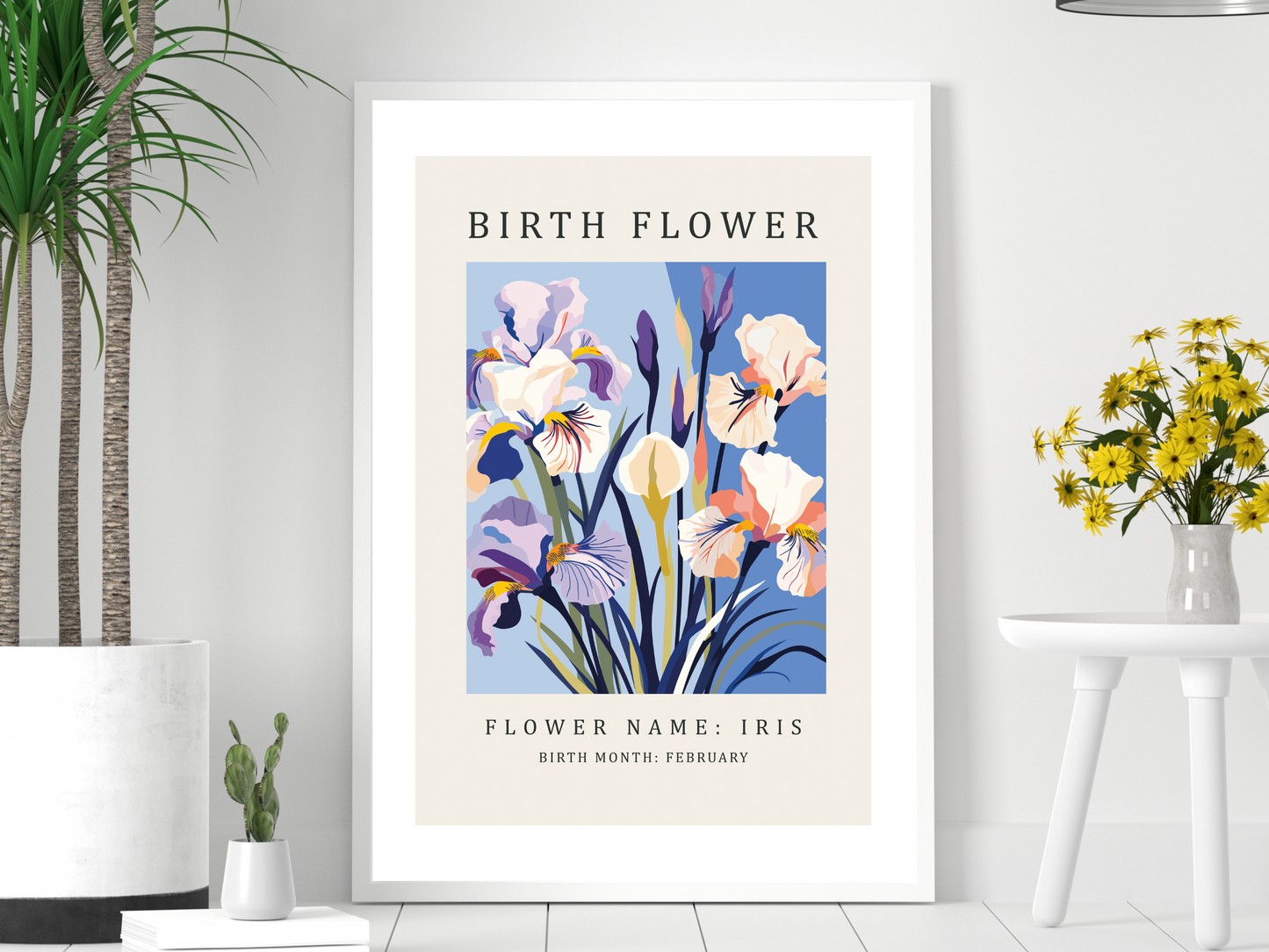 Birth Flower Print February Iris | Birthday Month Poster