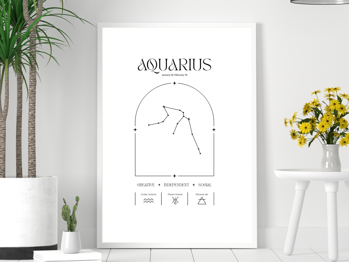 Aquarius Zodiac Print | Minimalist Astrology Poster
