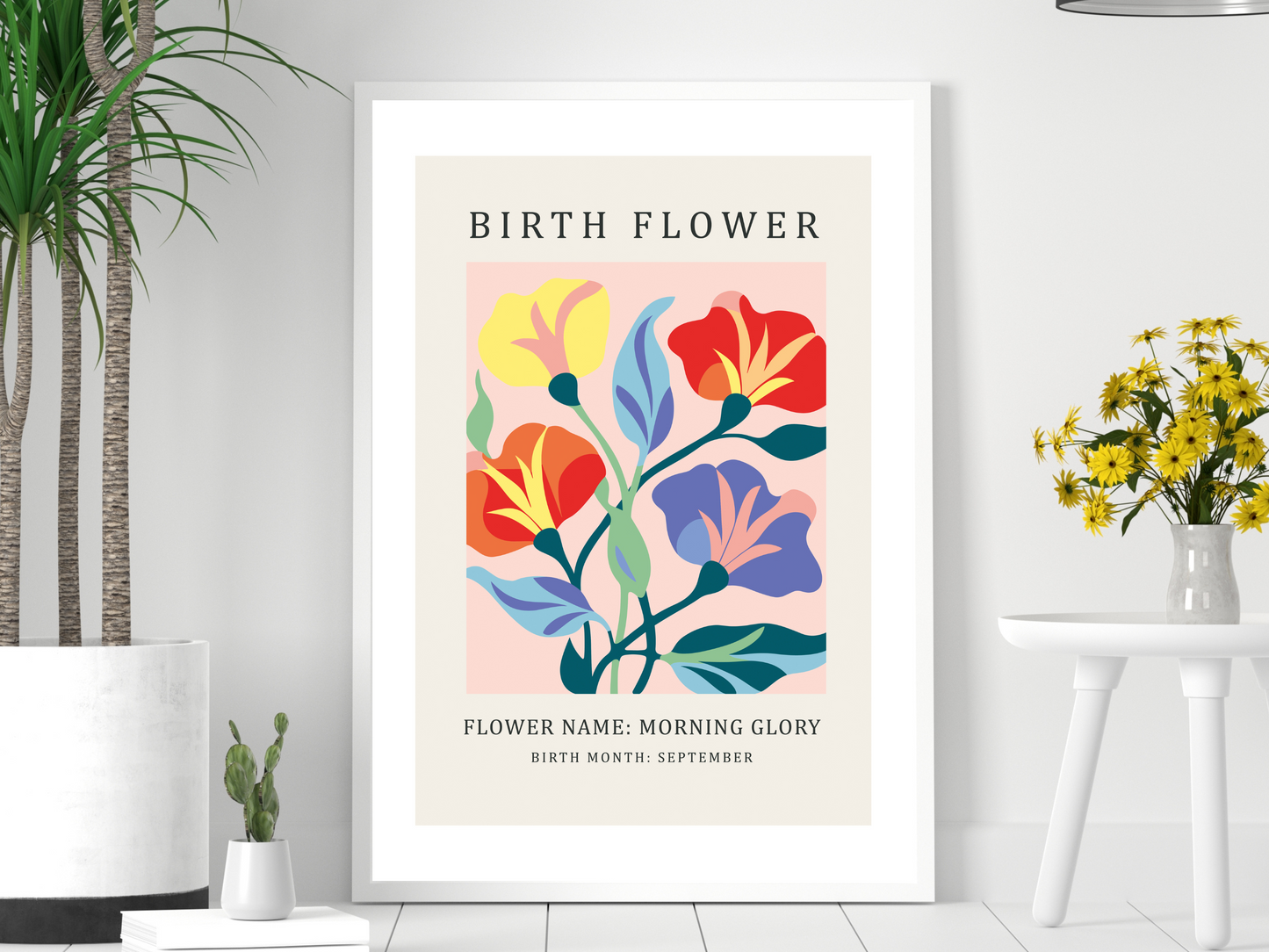 Birth Flower Print September Morning Glory | Birthday Month Poster