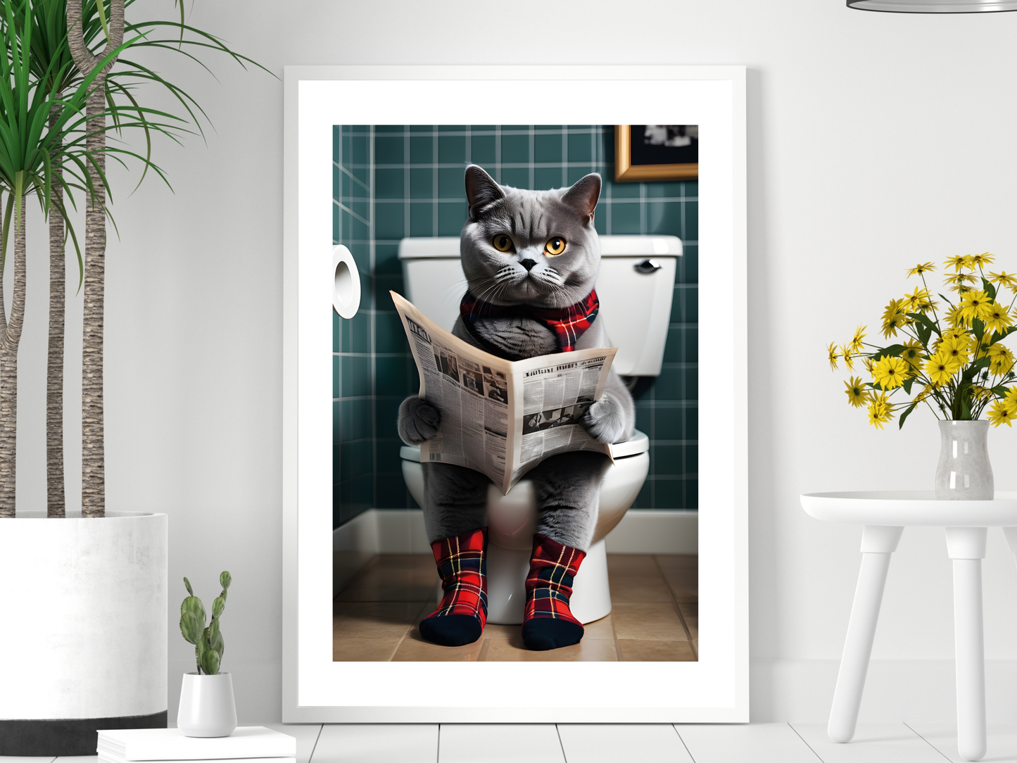 British Shorthair Cat on Toilet