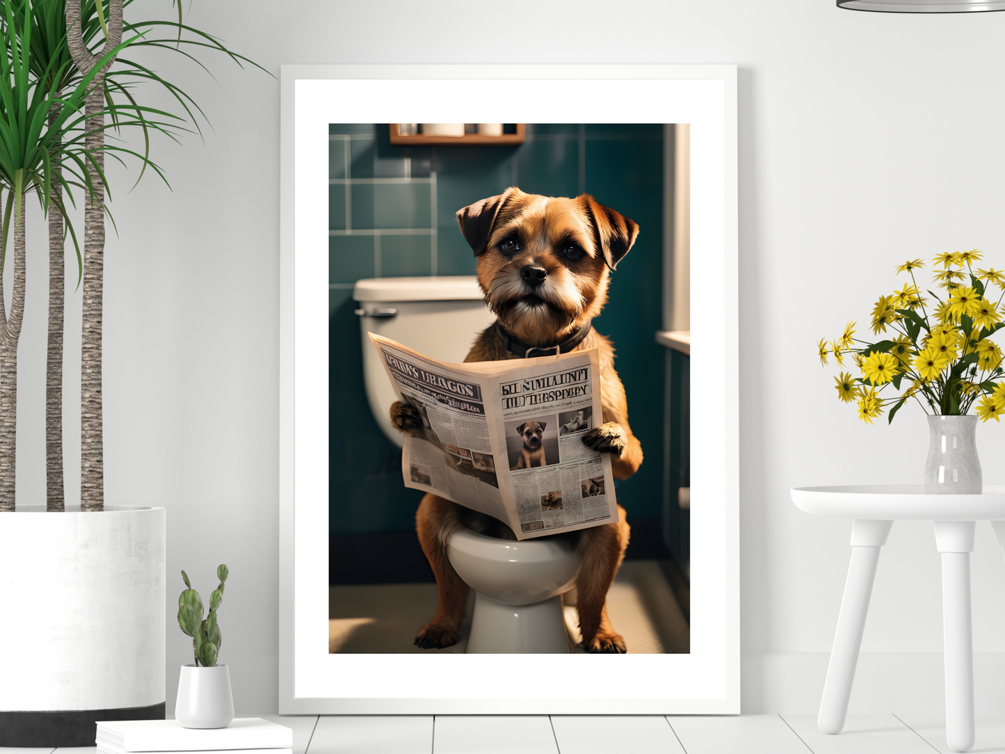 Border Terrier on Toilet