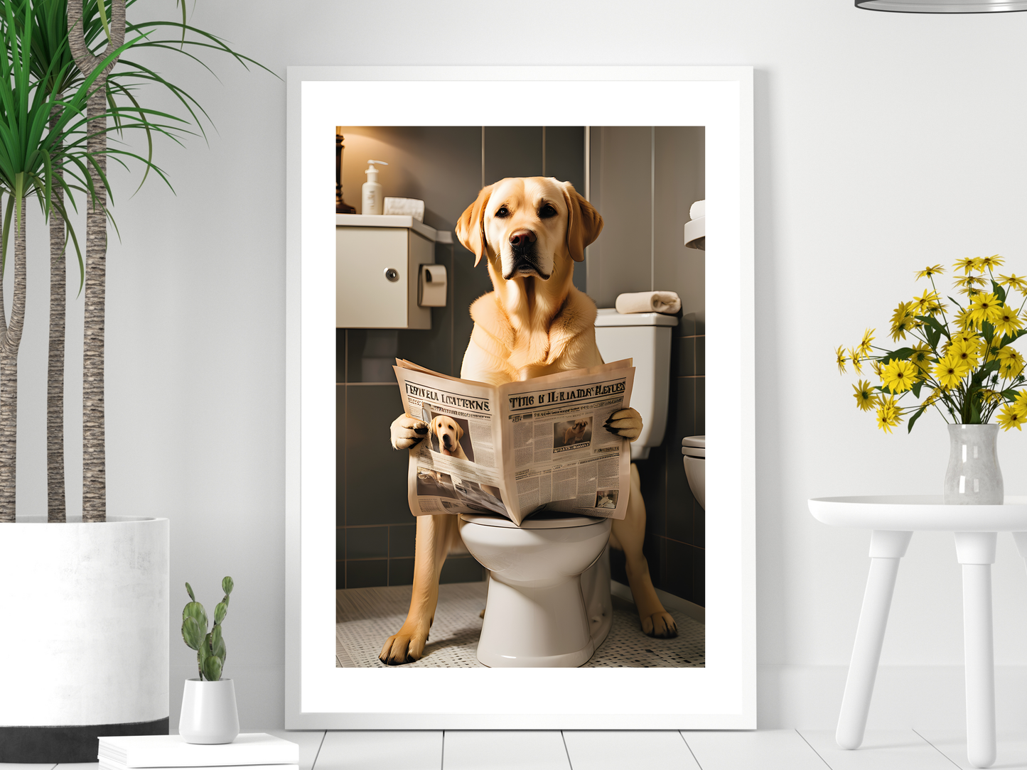 Golden Labrador on Toilet