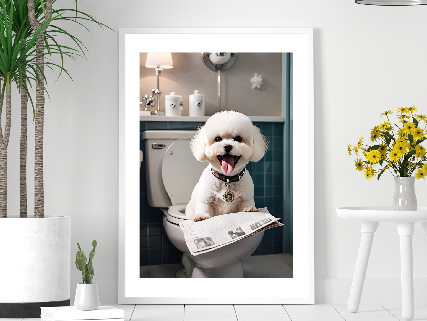 Bichon on Toilet