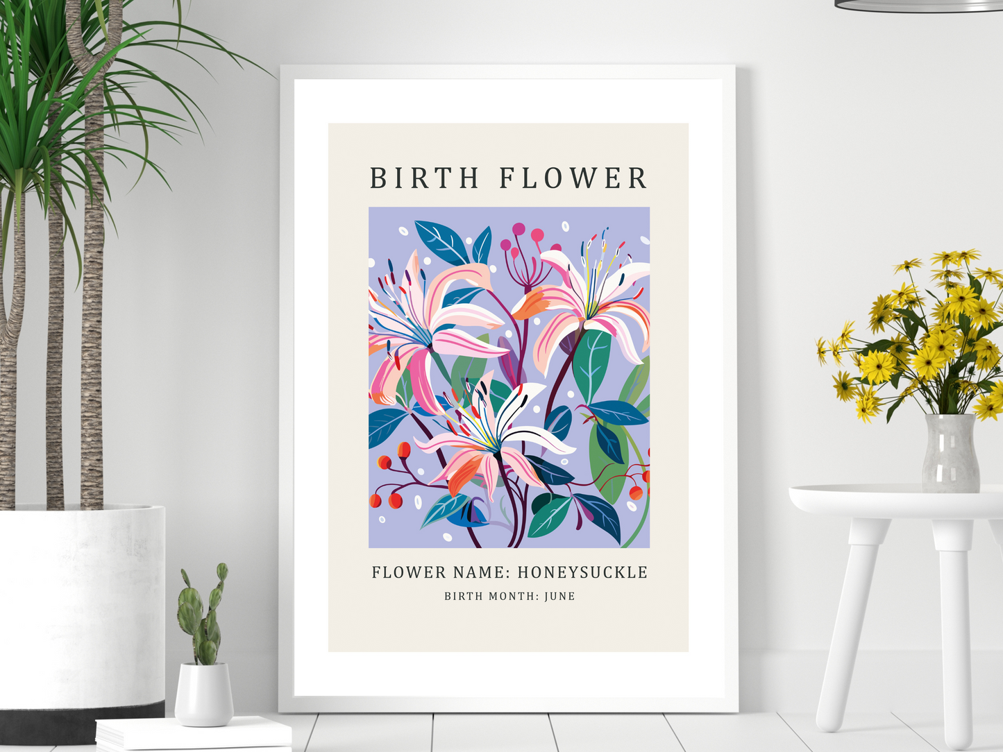 Birth Flower Print June Honeysuckle | Birthday Month Poster