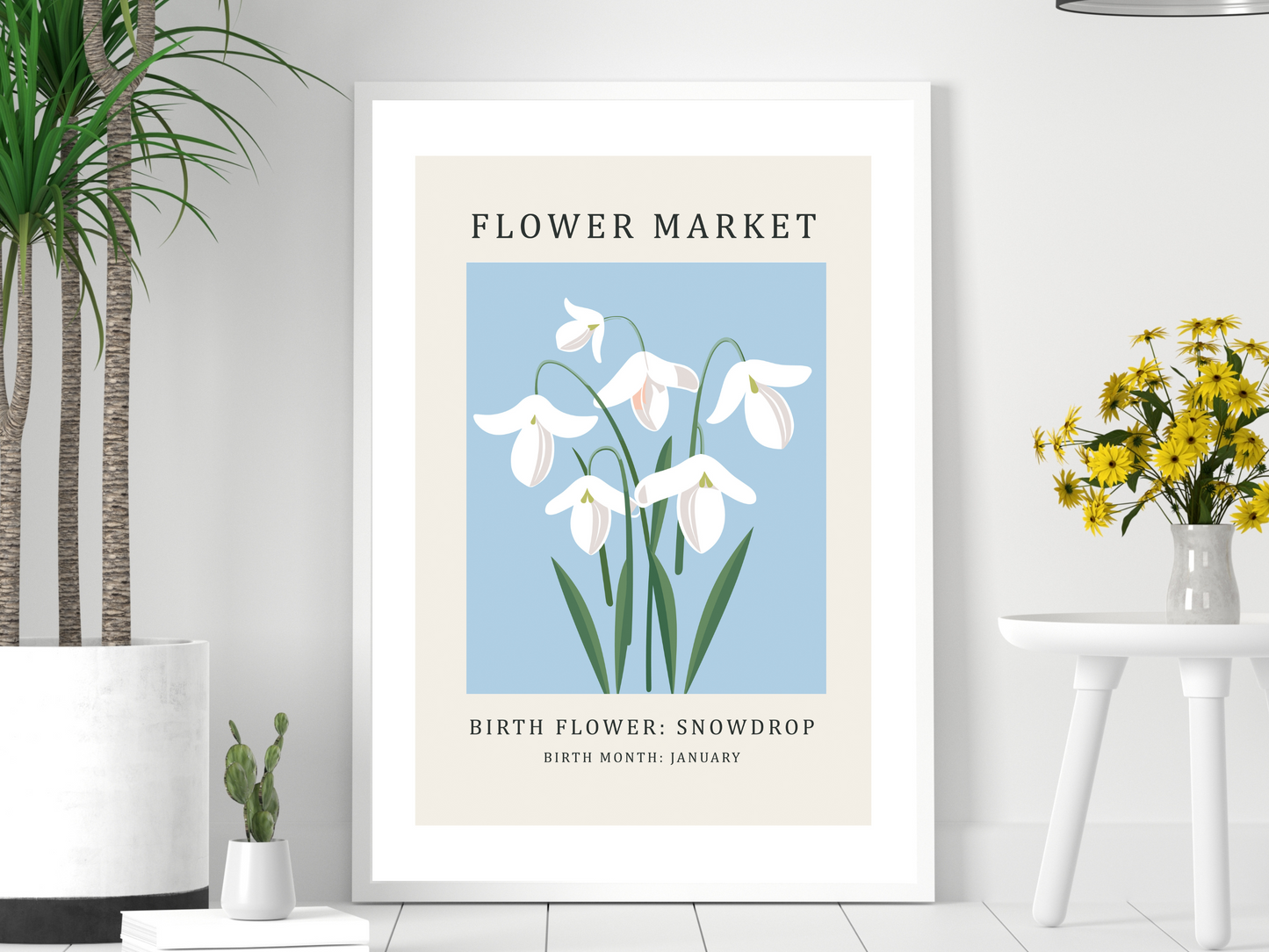 Birth Flower Print January Snowdrop | Birthday Month Poster
