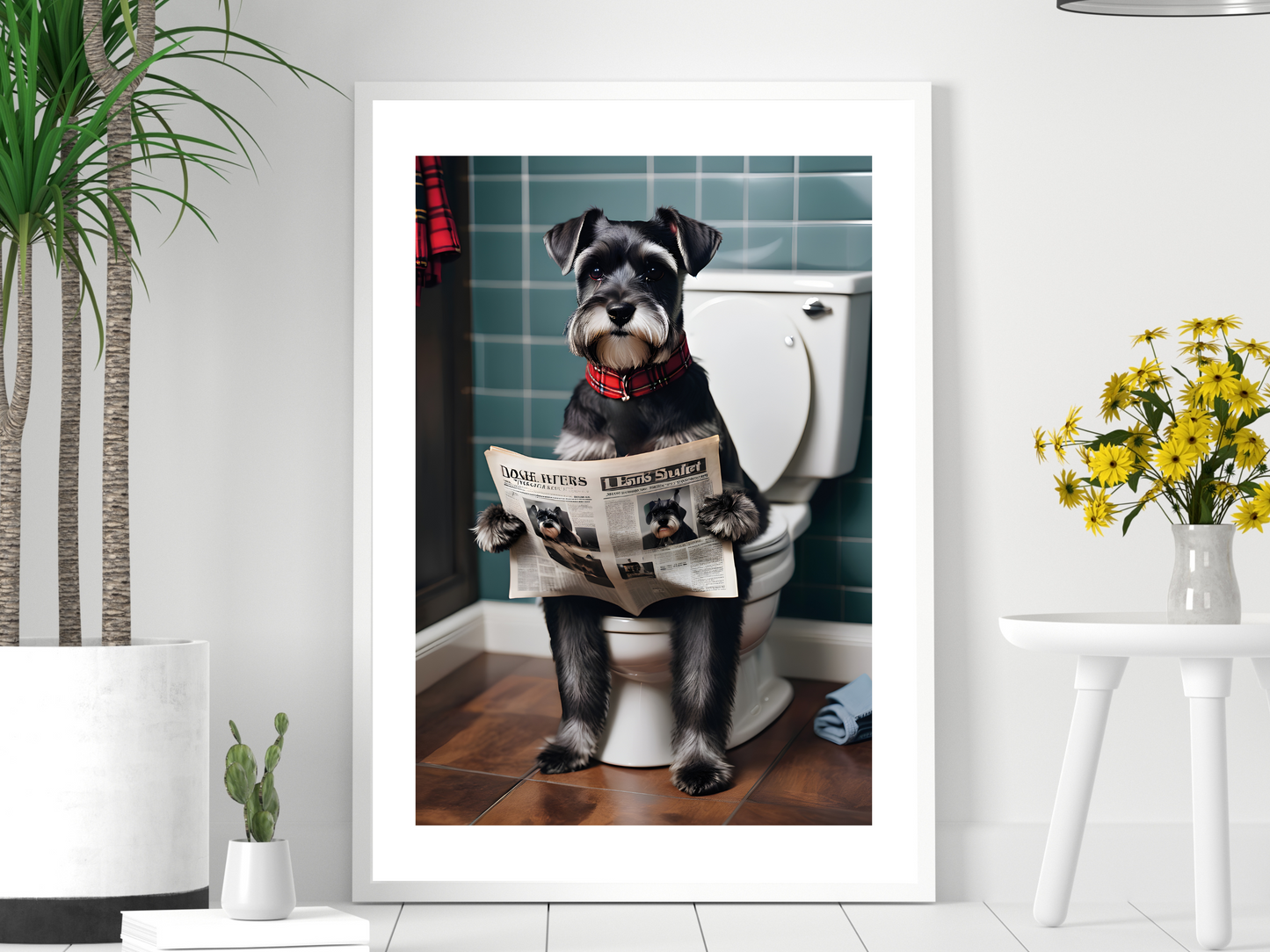 Grey Schnauzer on Toilet