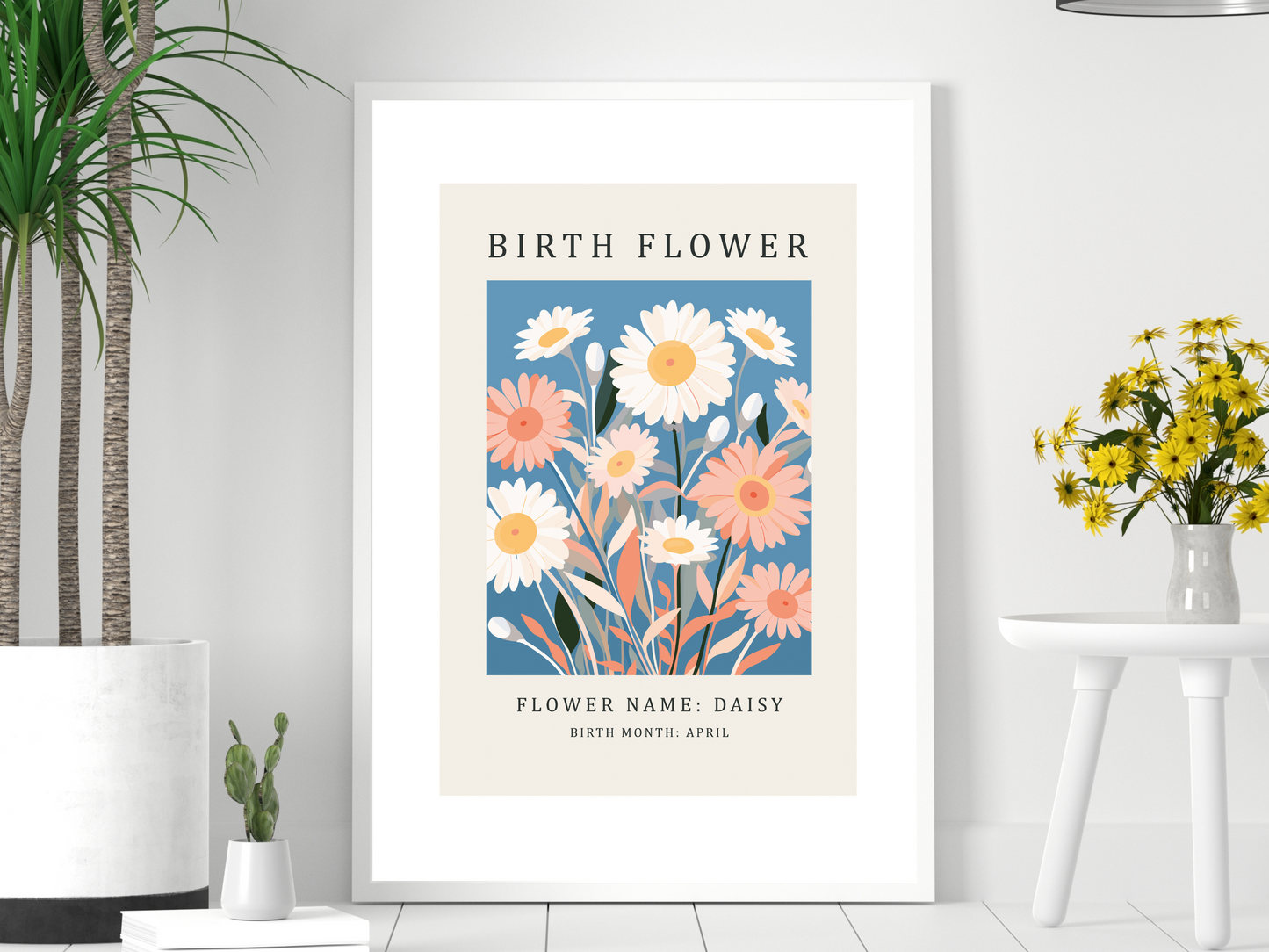 Birth Flower Print April Daisy | Birthday Month Poster
