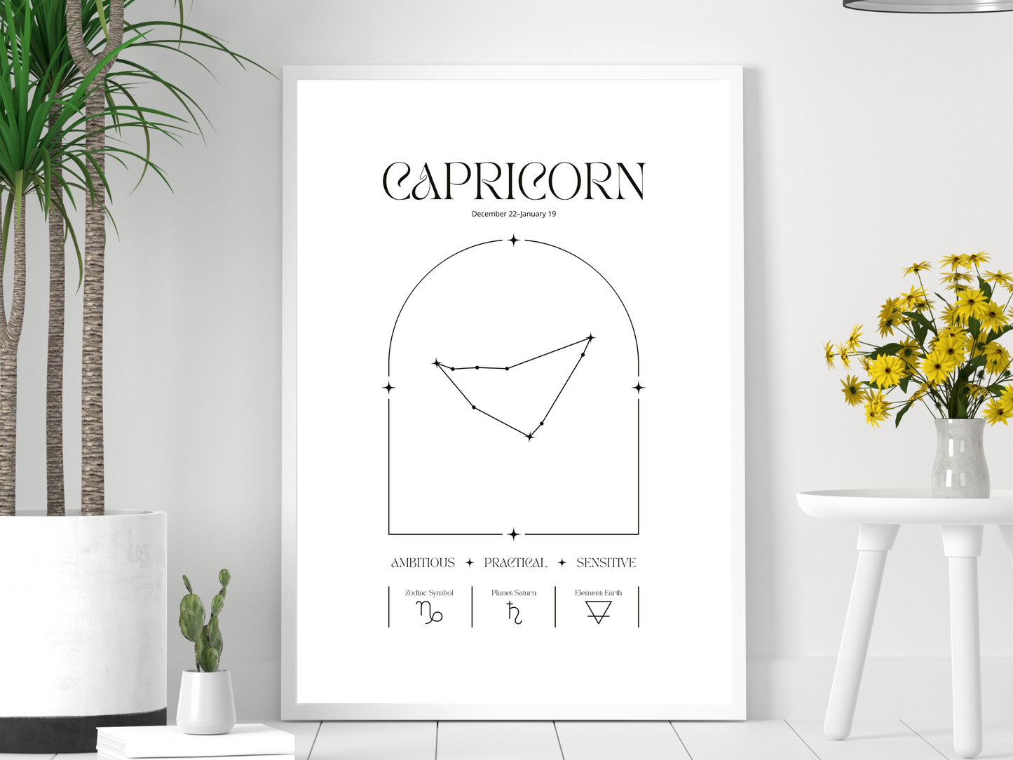 Capricorn Zodiac Print | Minimalist Astrology Poster