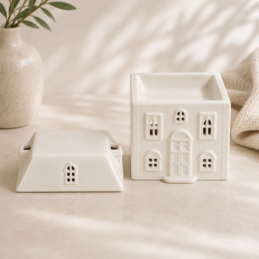 White Ceramic House Oil Burner