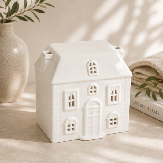 White Ceramic House Oil Burner