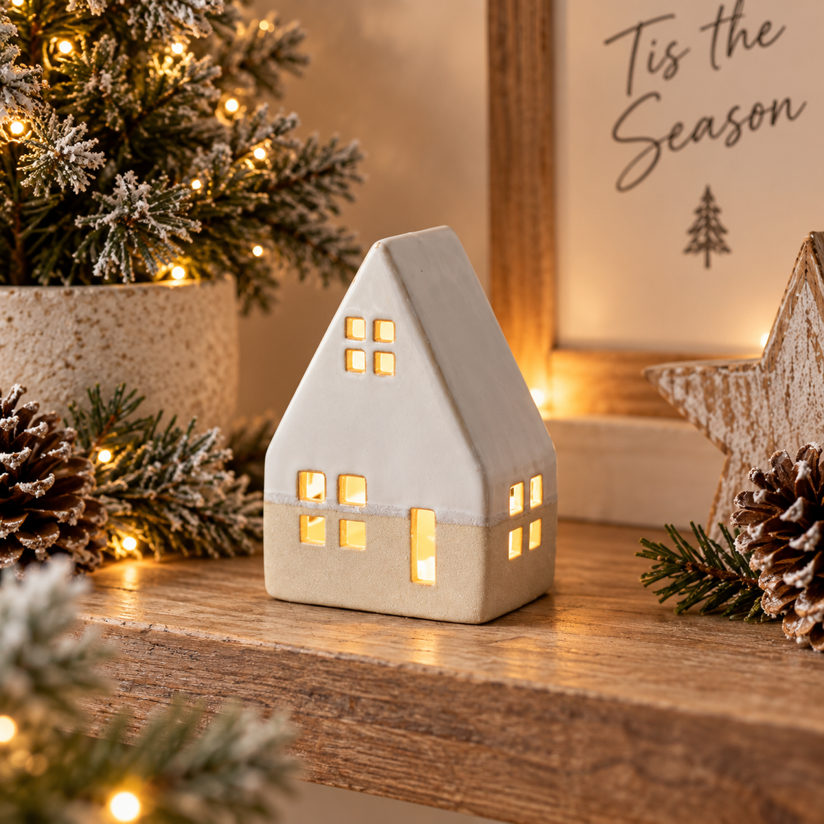 White Ceramic LED House