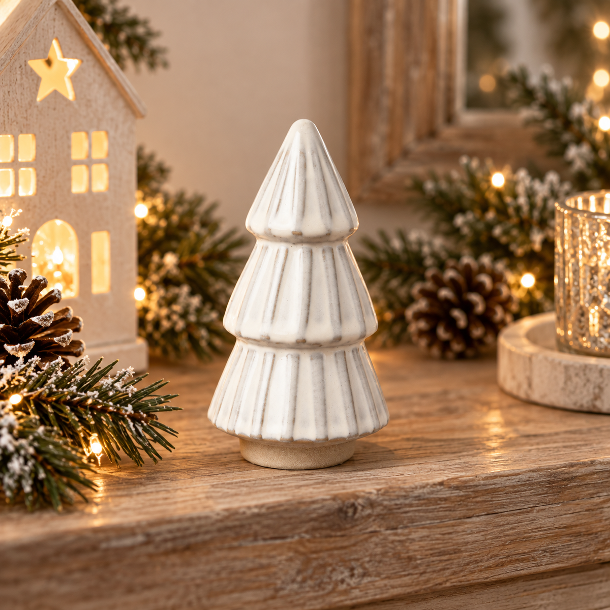 White Reactive Glaze Tree Ornament