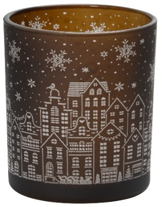 Winter Village Glass Tealight Holder