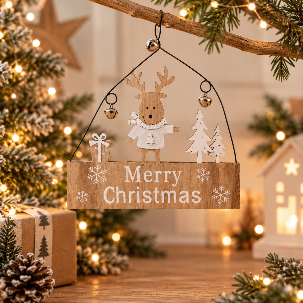 Wooden Reindeer Hanging Decoration