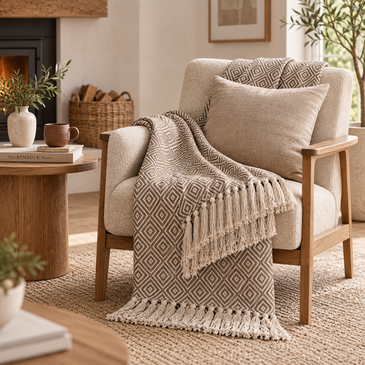 Natural Taupe Throw