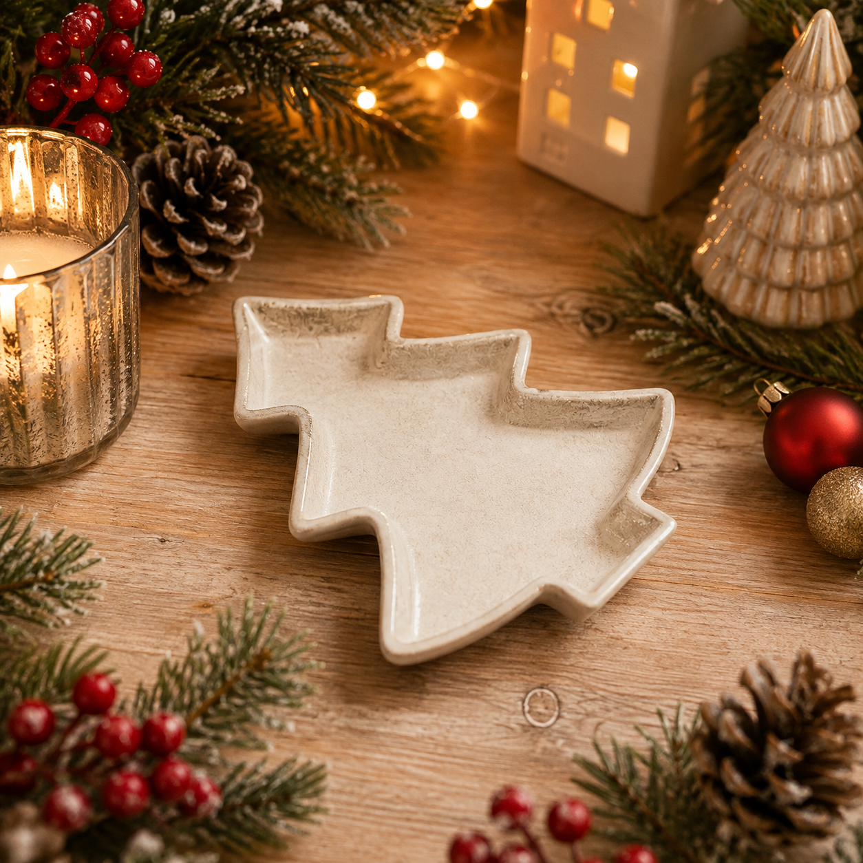 Christmas Tree Dish - Silver Tone