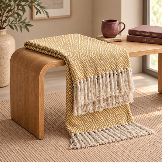 Ochre Diamond Throw – view 2