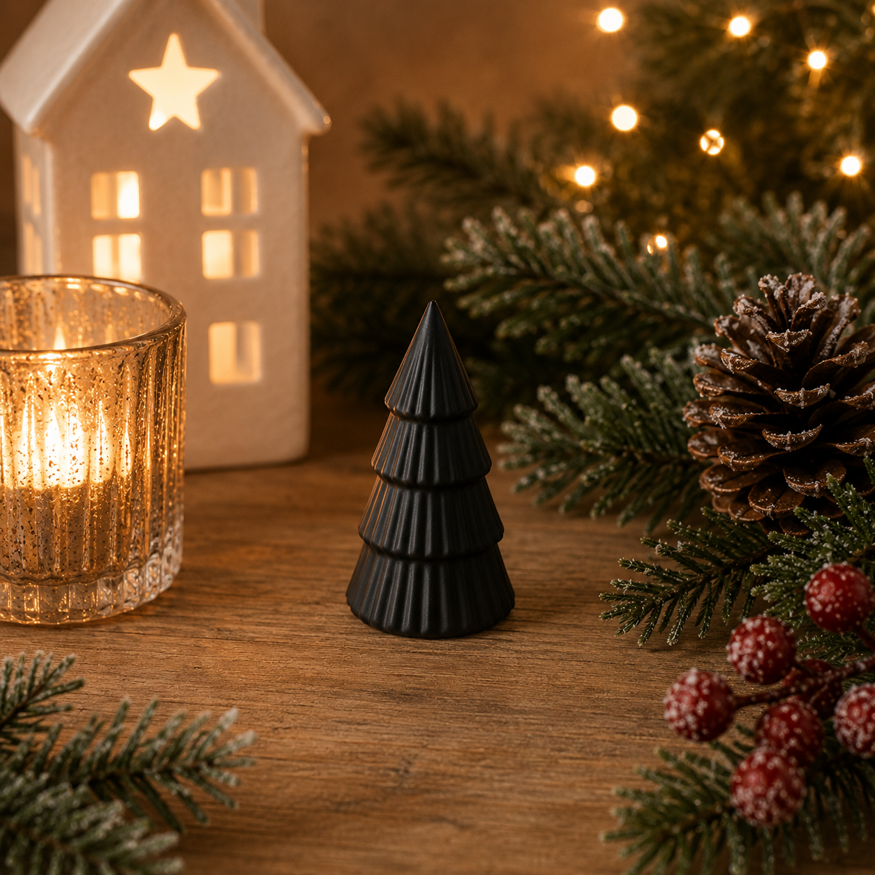 Matt Black Tree Ornament Small