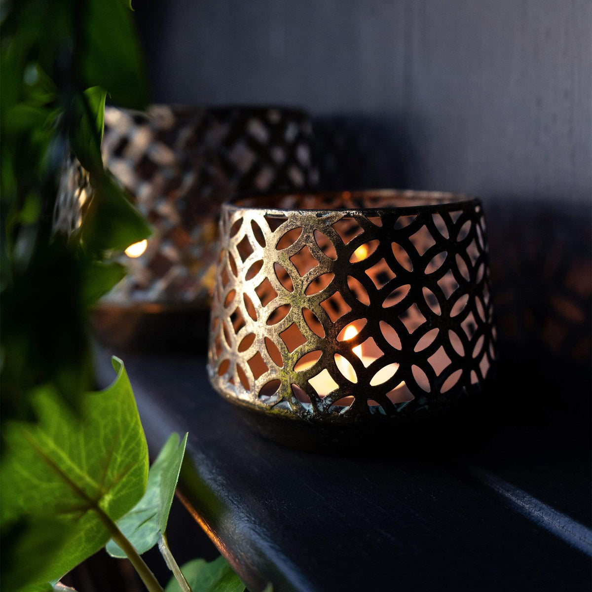 Antiqued Brass Tealight Holder