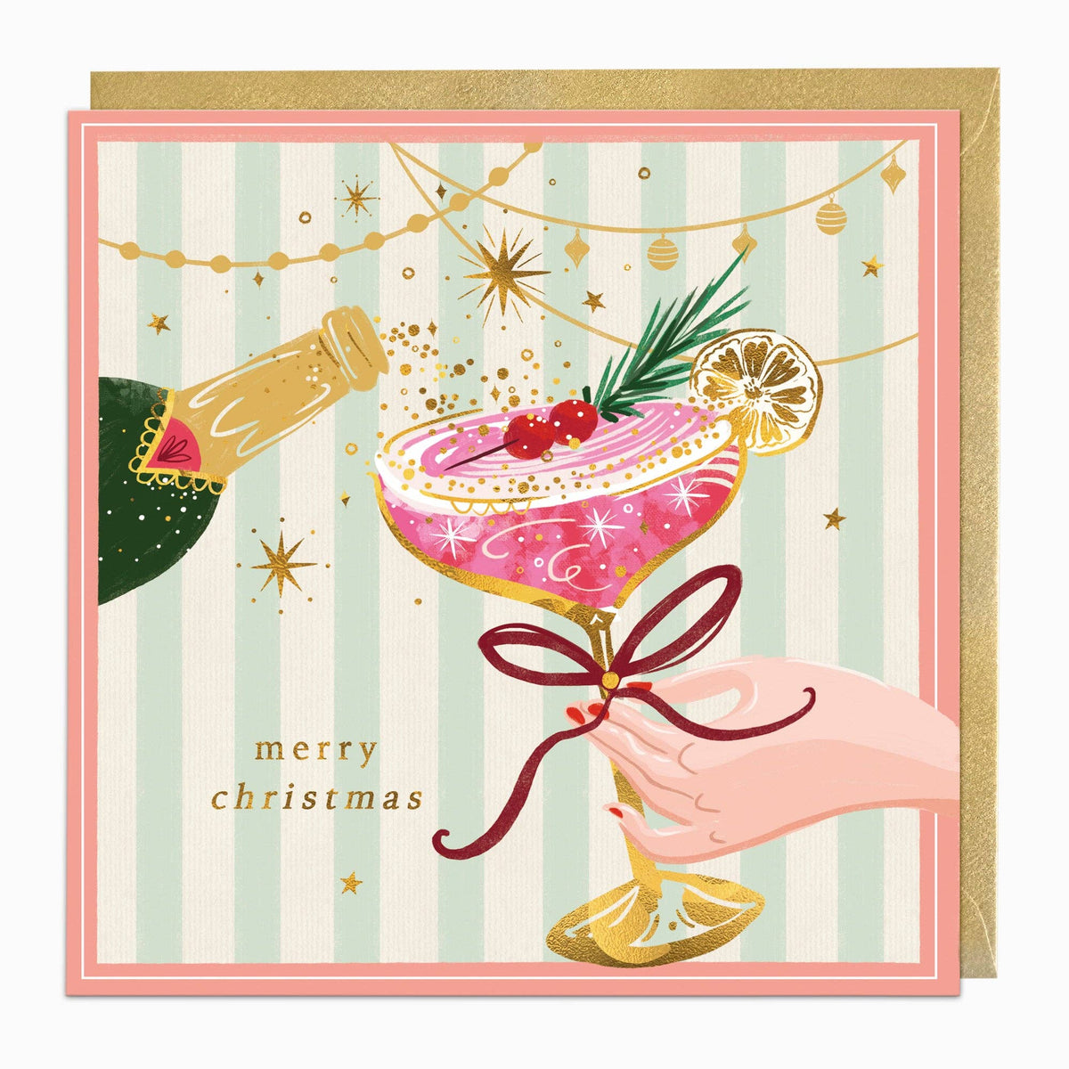 Vintage Champagne Christmas Card