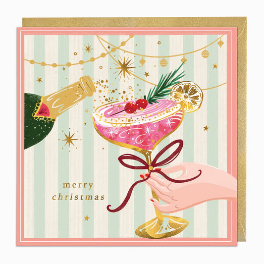 Vintage Champagne Christmas Card