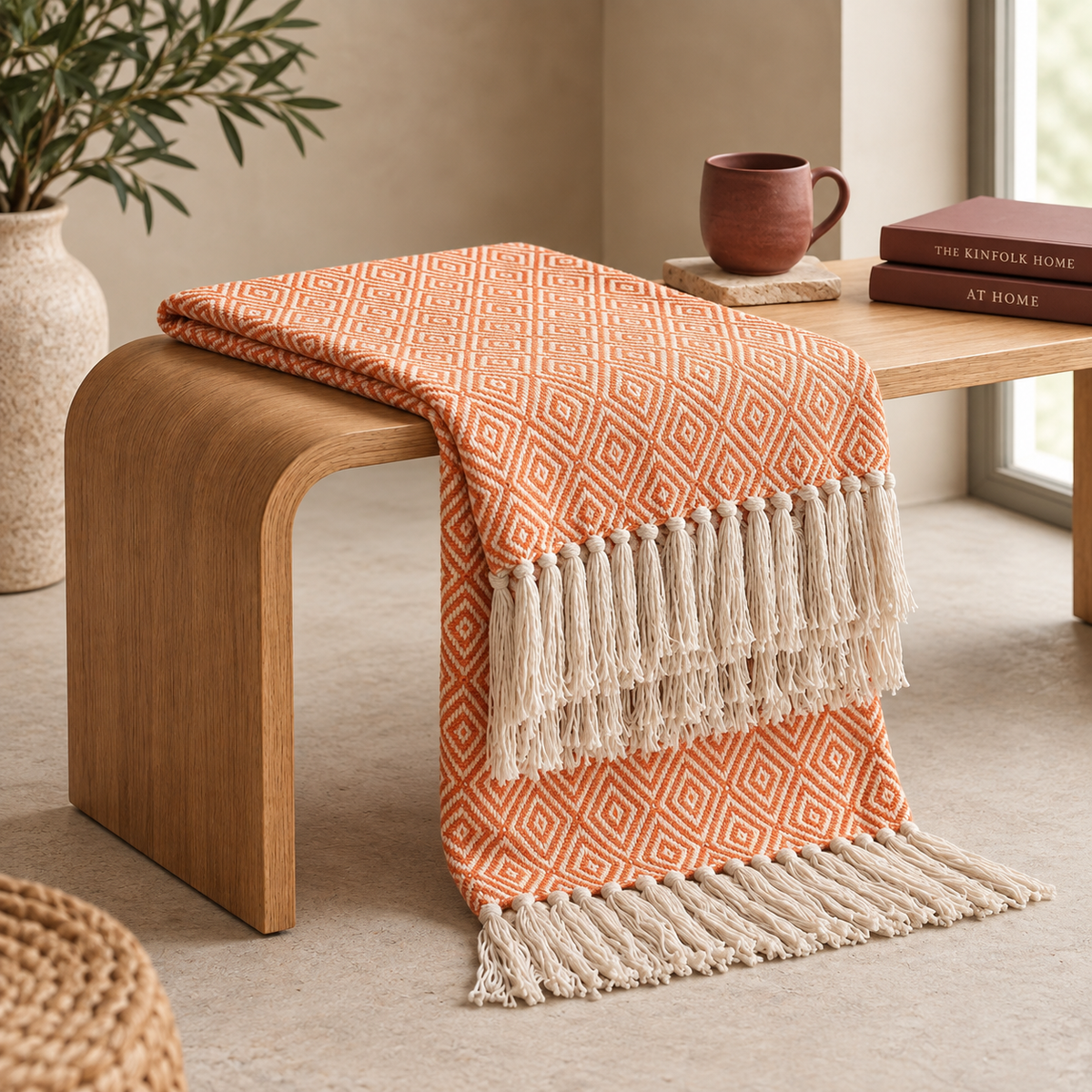Rust Orange Diamond Throw – view 2