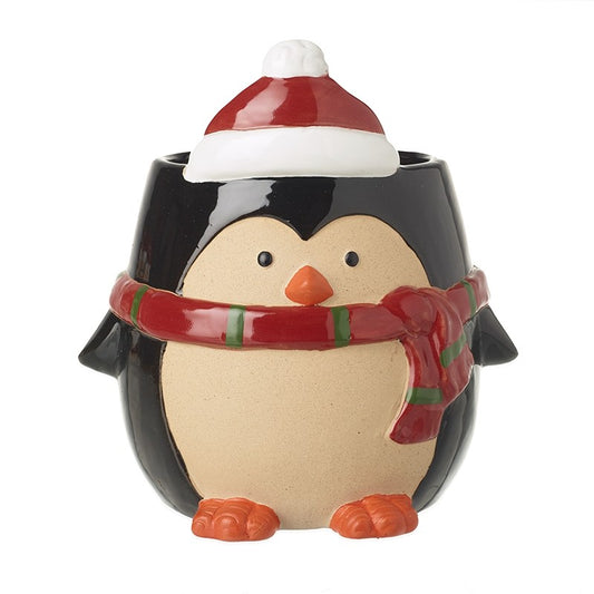 Ceramic Penguin In Santa Hat Pot