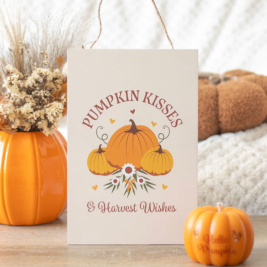 Pumpkin Kisses Hanging Sign