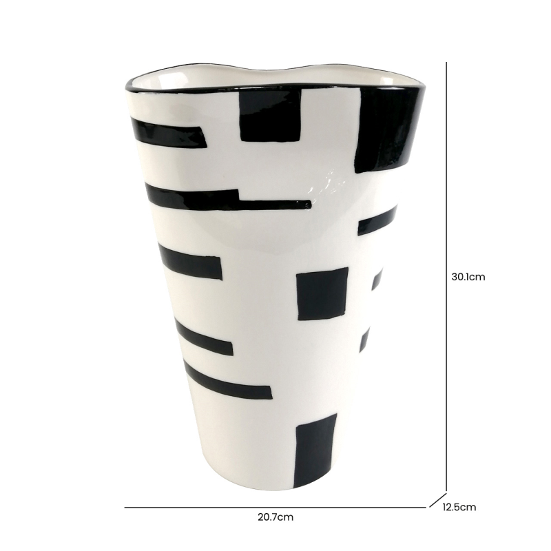 Monochrome Grid Lines Vase, Large