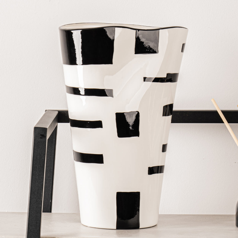 Monochrome Grid Lines Vase, Large