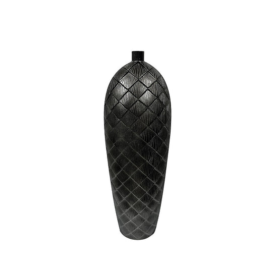 Tall Gunmetal Grey Polyresin Floor Vase, Medium