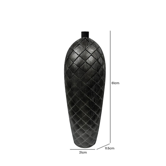 Tall Gunmetal Grey Polyresin Floor Vase, Medium