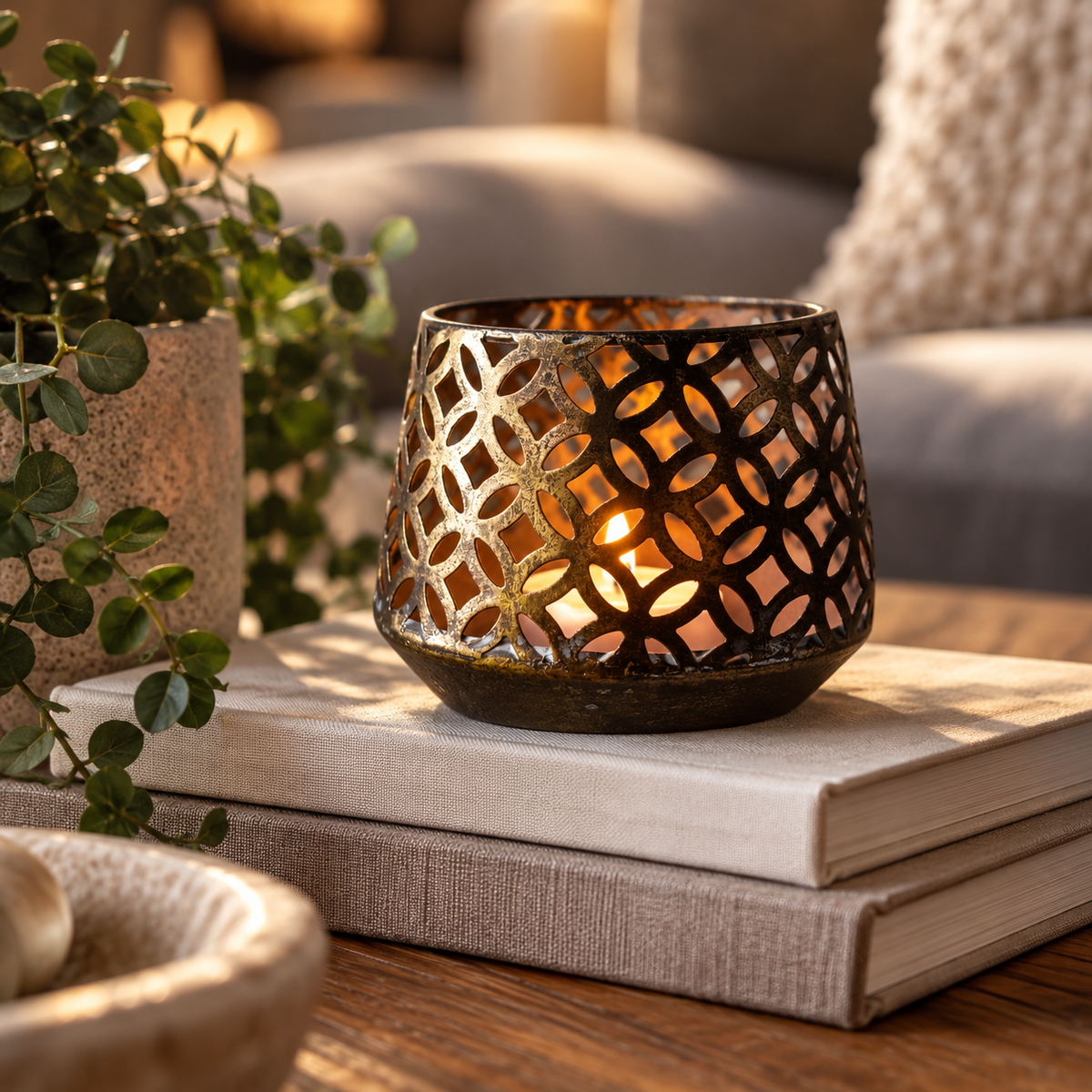 Antiqued Brass Tealight Holder