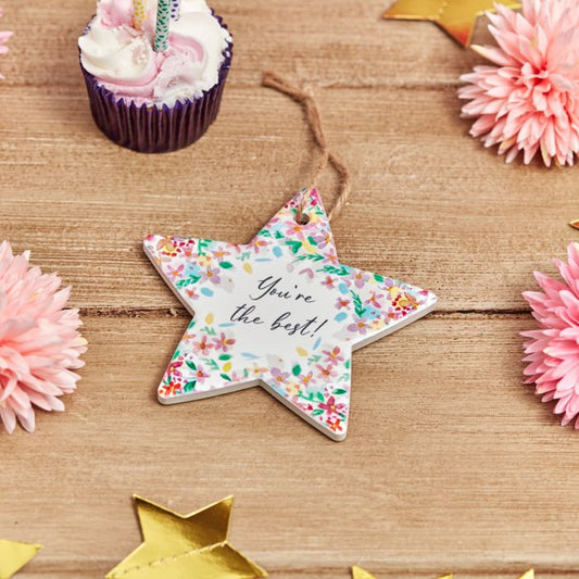 Floral You're the Best Star Ceramic Hanger