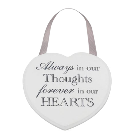 Always in our Thoughts White Heart Plaque