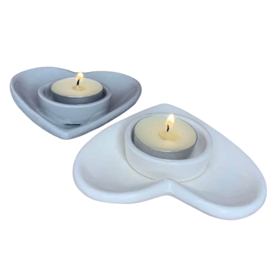 Small Heart Tea-Light Holder - White