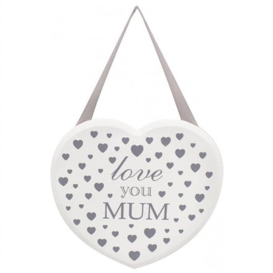 Love You Mum White Heart Plaque