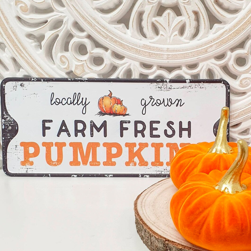 Farm Fresh Pumpkin Metal Sign