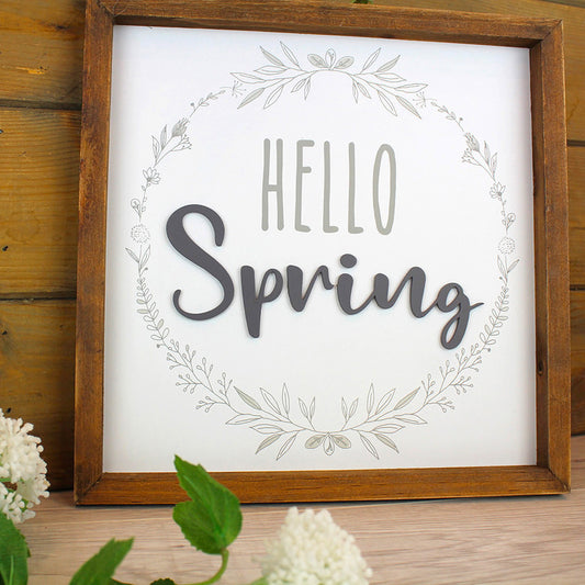 “Hello Spring” Wooden Sign